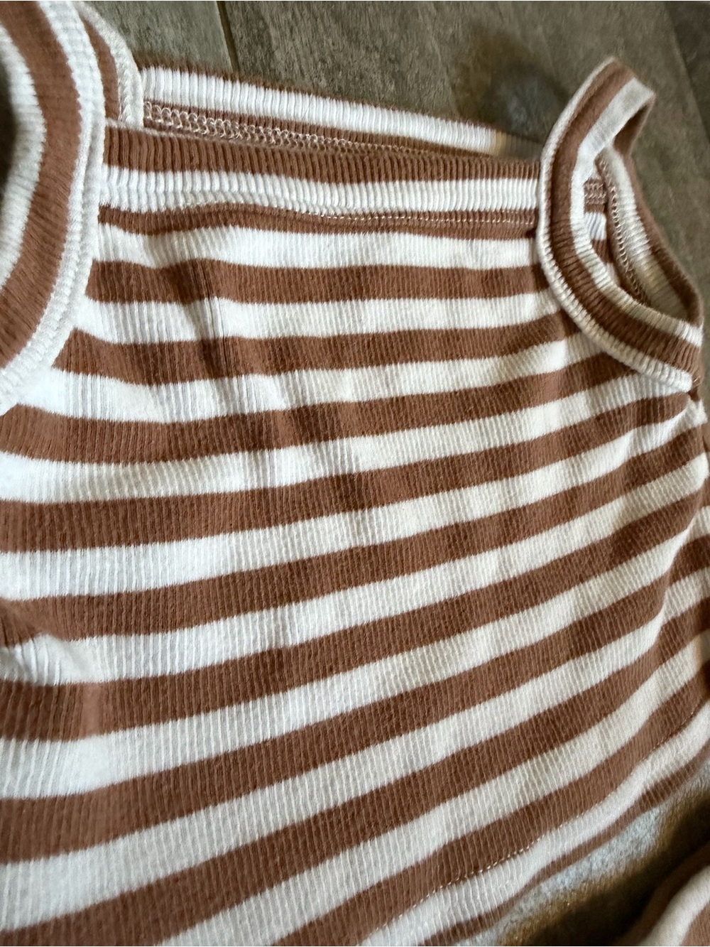 Kindly the Label Striped Ribbed Tank & High-Waist Brief Set - Brown/White - Picture 5 of 6
